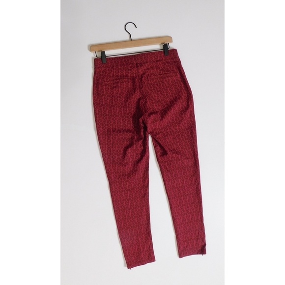 BETABRAND Pencil Dress Pants Skinny-Leg Red Geometric Floral Pockets Small - Picture 6 of 11